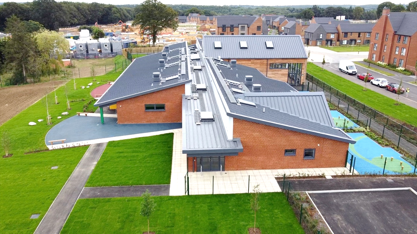 Aerial view of the school building
